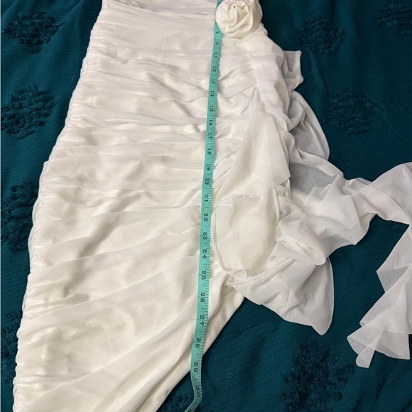 CLUB L LONDON Pure Excess White bandeau Runched ruffle dress - Picture 6 of 6